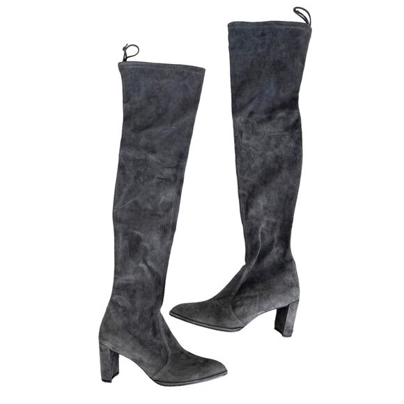 Stuart Weitzman Gray Suede Highland Over The Knee Boots Sz 10.5 - Picture 4 of 13